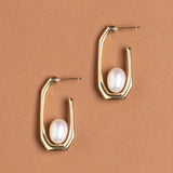 FRESH WATER PEARL  J HOOP EARRINGS