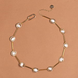 WHITE PEARL GOLD ROSARY NECKLACE