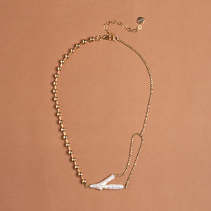 GOLD CHAIN PEARL LINK NECKLACE