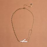 GOLD CHAIN PEARL LINK NECKLACE