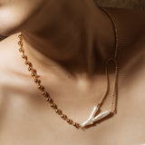 GOLD CHAIN PEARL LINK NECKLACE