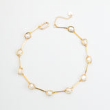 WHITE PEARL GOLD ROSARY NECKLACE