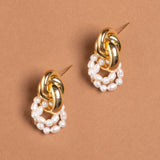 DOUBLE PEARL HOOP DROP EARRINGS