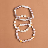 PINK PEACH PEARL BEADED LAYER BRACELET