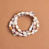 PINK PEACH PEARL BEADED LAYER BRACELET