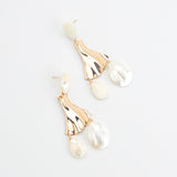 WHITE GOLD PETAL DROP EARRINGS