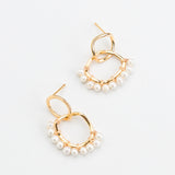 CLAM SHAPED WHITE PEARL BEAD  EARRINGS