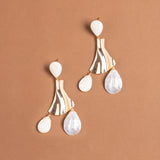 WHITE GOLD PETAL DROP EARRINGS