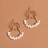 CLAM SHAPED WHITE PEARL BEAD  EARRINGS