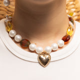 GOLDEN HEART BEADED NECKLACE