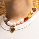 GOLDEN HEART BEADED NECKLACE