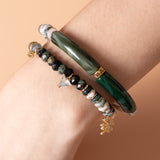 GREEN STONE MIX STRETCHY BRACELET