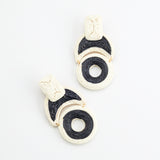 BLACK AND WHITE GEOMETRIC DROP EARRINGS