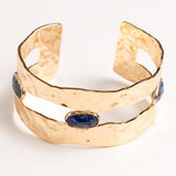 LAPIS LAZULI STUD HAMMERED GOLD CUFF