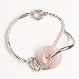 ROSE QUARTZ STONE METAL CRUVE BRACELETS