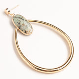 AMAZONITE GOLD OVAL EARRINGS