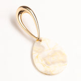 CREAM FLAT STONE DROP EARRINGS