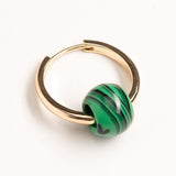 CADMIUM GREEN ROUND BEAD HOOP EARRINGS