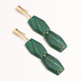 CADMIUM GREEN DOUBLE STONE EARRINGS