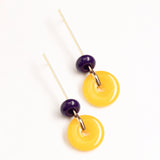 YELLOW BLUE STONE DROP EARRINGS