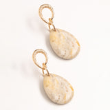 CREAM MARBLED STONE DROP EARRINGS