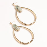 AMAZONITE GOLD OVAL EARRINGS