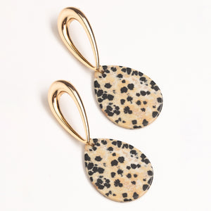 DALMATIAN FLAT STONE DROP EARRINGS