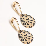 DALMATIAN FLAT STONE DROP EARRINGS