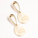 CREAM FLAT STONE DROP EARRINGS