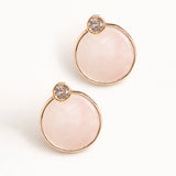 GOLD BEZEL ROSE QUARTZ STUD EARRINGS