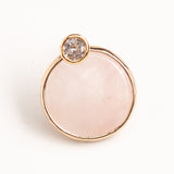 GOLD BEZEL ROSE QUARTZ STUD EARRINGS