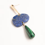 LAPIS LAZULI GREEN MIX GEMSTONE DROP EARRINGS