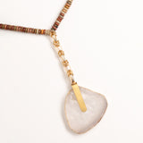 LUNAKITE STONE BEAD LARIAT NECKLACE