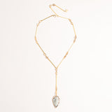 AMAZONITE PENDANT GOLD LARIAT NECKLACE