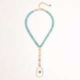 CRYSTAL TURQUOISE FASHION LARIAT NECKLACE