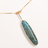 ELONGATED GREEN AGATE PENDANT NECKLACE