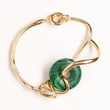 MALACHITE STONE METAL CRUVE BRACELETS