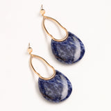 LAPIS LAZULI OVAL GOLD EARRINGS