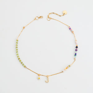 PERIDOT INITAL BIRTHSTONE NECKLACE (เลือกอักษร INITIAL ได้)