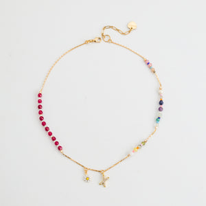 RUBY INITAL BIRTHSTONE NECKLACE (เลือกอักษร INITIAL ได้)