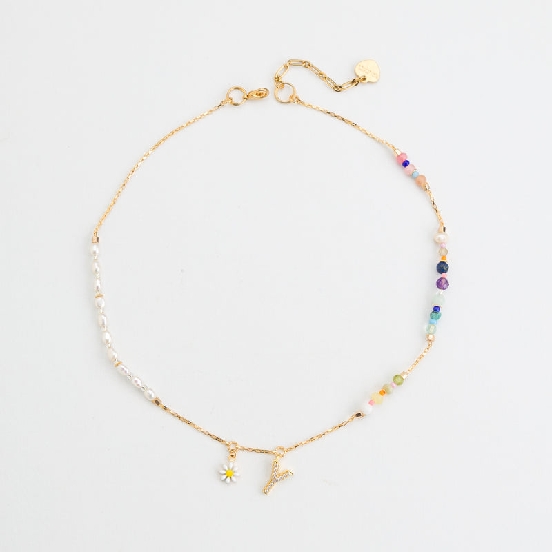 PEARL INITAL BIRTHSTONE NECKLACE (เลือกอักษร INITIAL ได้)