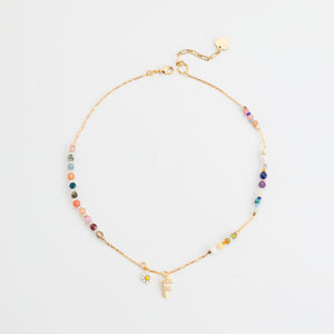 TOURMALINE INITAL BIRTHSTONE NECKLACE (เลือกอักษร INITIAL ได้)