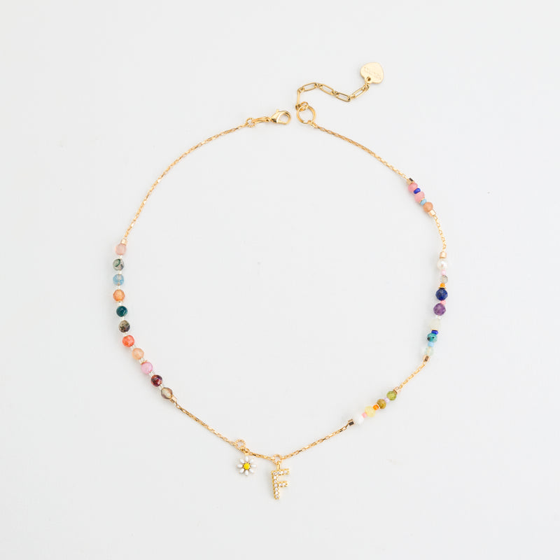TOURMALINE INITAL BIRTHSTONE NECKLACE (เลือกอักษร INITIAL ได้)