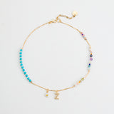 TURQUOISE INITAL BIRTHSTONE NECKLACE (เลือกอักษร INITIAL ได้)