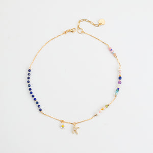 LAPIS LAZULI INITAL BIRTHSTONE NECKLACE (เลือกอักษร INITIAL ได้)