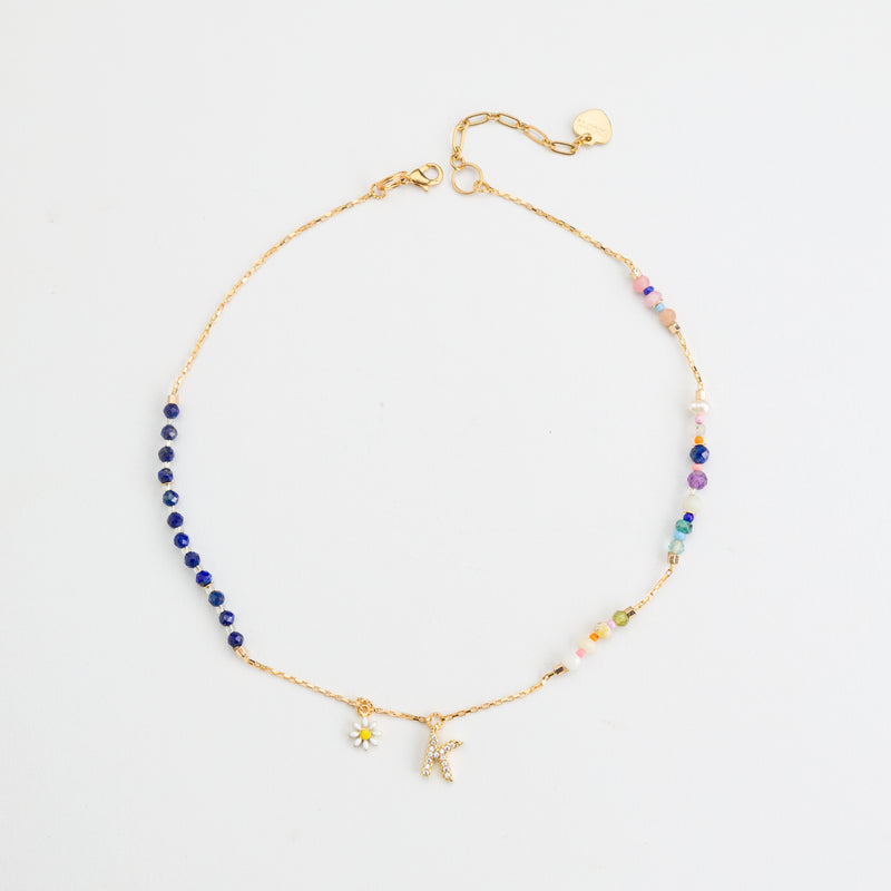 LAPIS LAZULI INITAL BIRTHSTONE NECKLACE (เลือกอักษร INITIAL ได้)