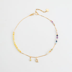 YELLOW JADE INITAL BIRTHSTONE NECKLACE (เลือกอักษร INITIAL ได้)