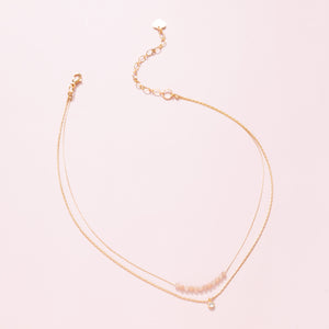 Peach moonstone - POWER STONE DOUBLE-LAYERED NECKLACE