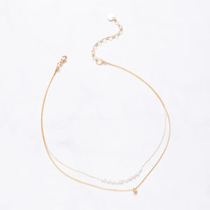 Pearl - POWER STONE DOUBLE-LAYERED NECKLACE