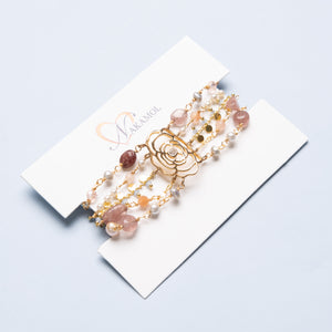 Rose Quartz & Floral Beaded Bracelet (Cindy Selected)